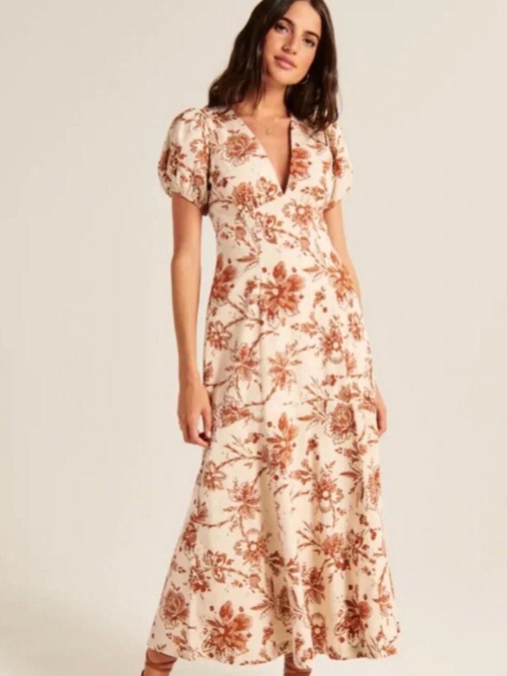 Abercrombie & Fitch Floral Puff Sleeve Maxi Dress XS Petite NWT